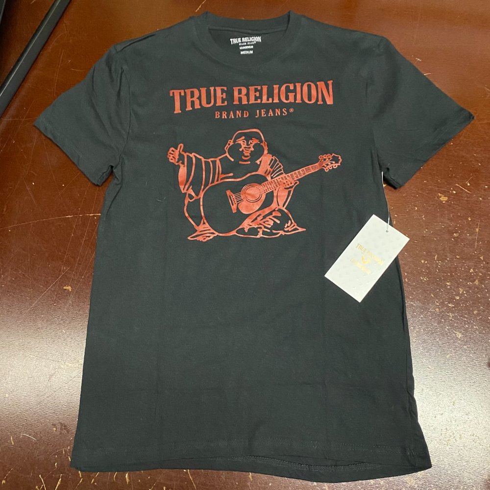 True Religion Mens Black Loungewear Short Sleeves Pullover T Shirt Size Med L